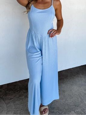 Light Blue Wide-Leg Jumpsuit, size S/M